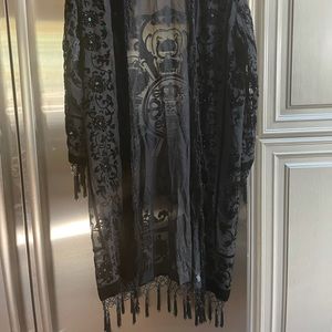 Black Beaded and Velvet Kimono
